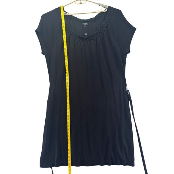 Talbots Belted Midi Dress Black Short Cap Sleeve Stretch Pullover Size 3X - Picture 7 of 10
